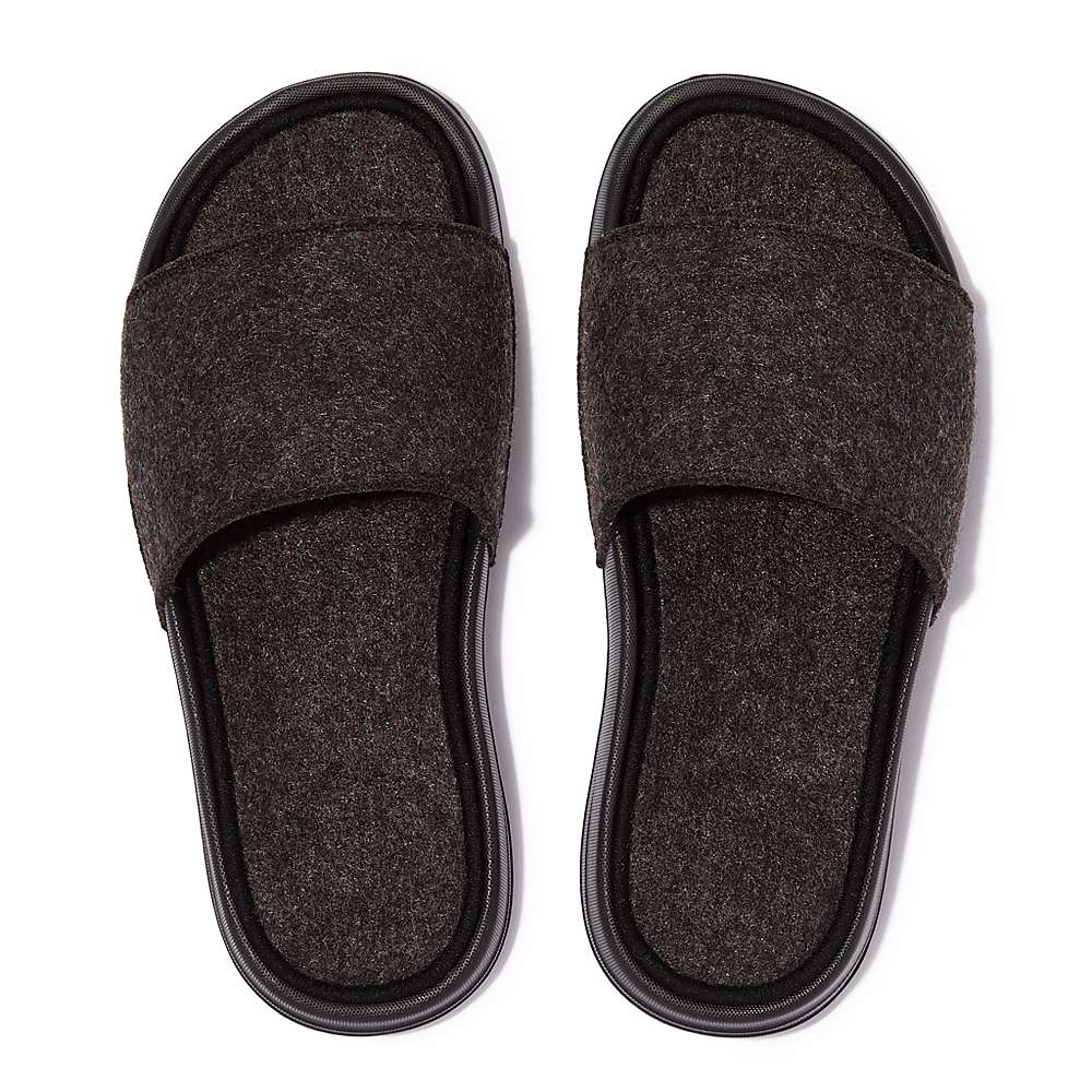 Chanclas Fitflop IQUSHION E01 Felt Slides Mujer Negras | Chile-50817