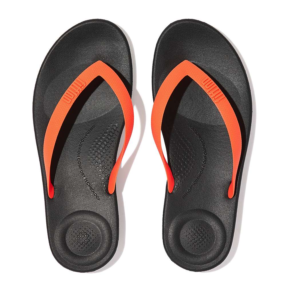 Chanclas Fitflop IQUSHION Ergonomic Hombre Negras Naranjas | Chile-87621