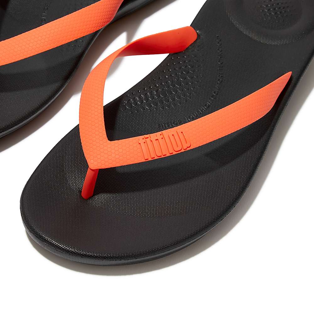 Chanclas Fitflop IQUSHION Ergonomic Hombre Negras Naranjas | Chile-87621