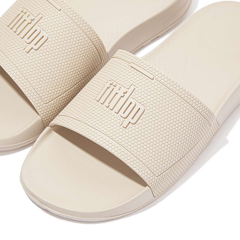 Chanclas Fitflop IQUSHION Pool Slides Mujer Beige | Chile-93752