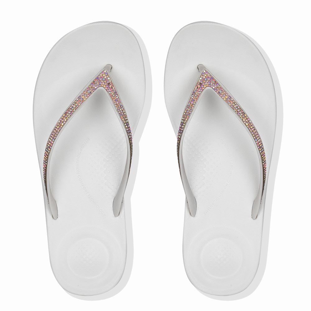 Chanclas Fitflop IQUSHION Sparkle Ergonomic Mujer Blancas | Chile-90146