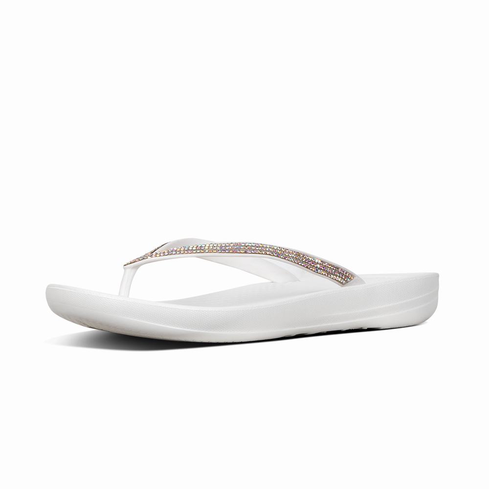 Chanclas Fitflop IQUSHION Sparkle Ergonomic Mujer Blancas | Chile-90146