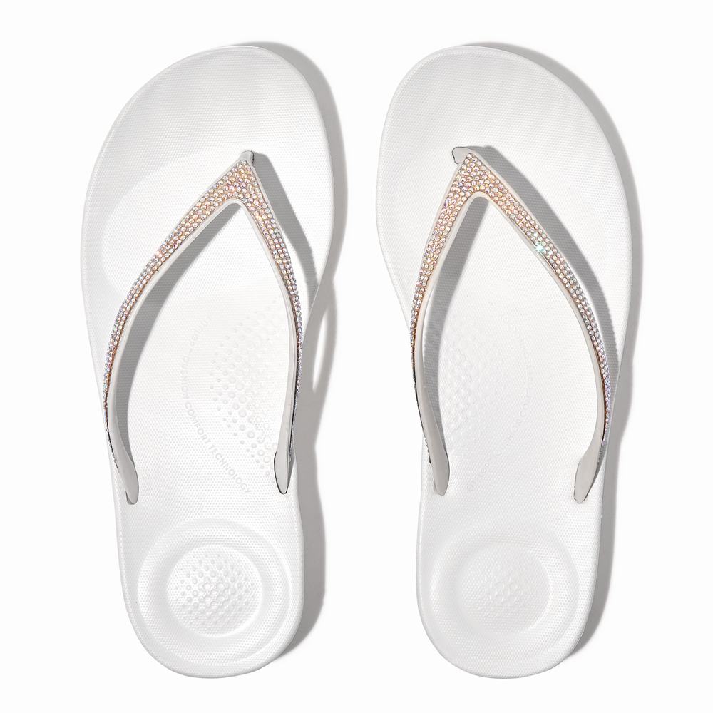 Chanclas Fitflop IQUSHION Sparkle Ergonomic Mujer Blancas | Chile-90146