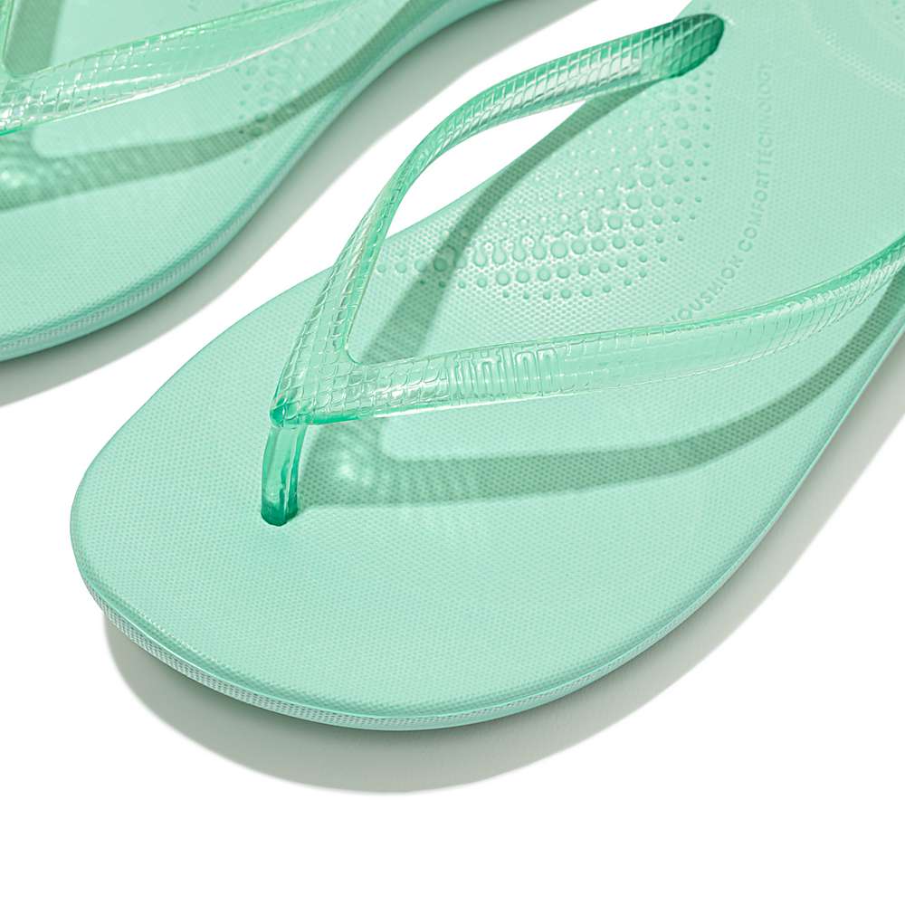 Chanclas Fitflop IQUSHION Transparent Mujer Verde | Chile-73895