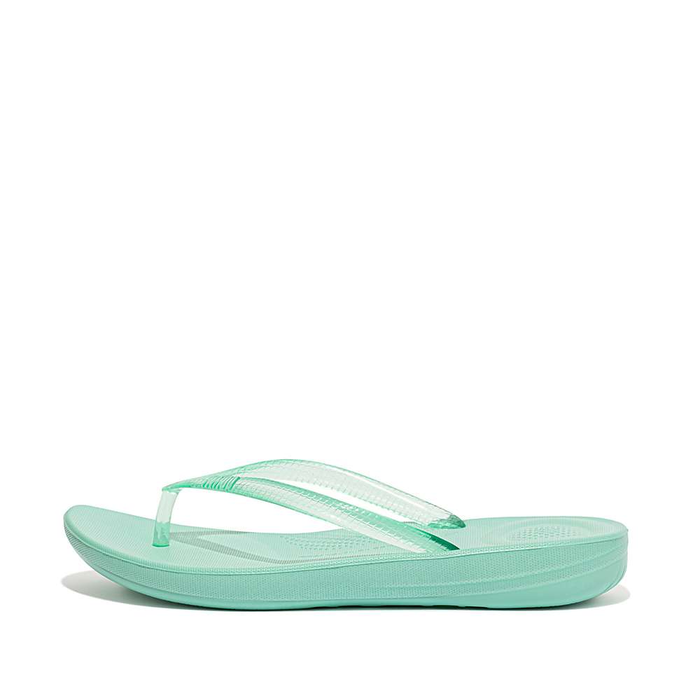 Chanclas Fitflop IQUSHION Transparent Mujer Verde | Chile-73895