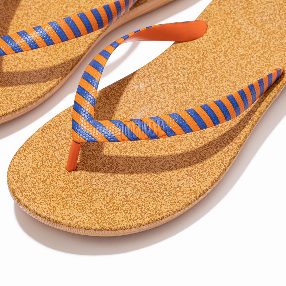 Chanclas Fitflop IQUSHION X Yinka Ilori Hombre Naranjas Azules | Chile-03874