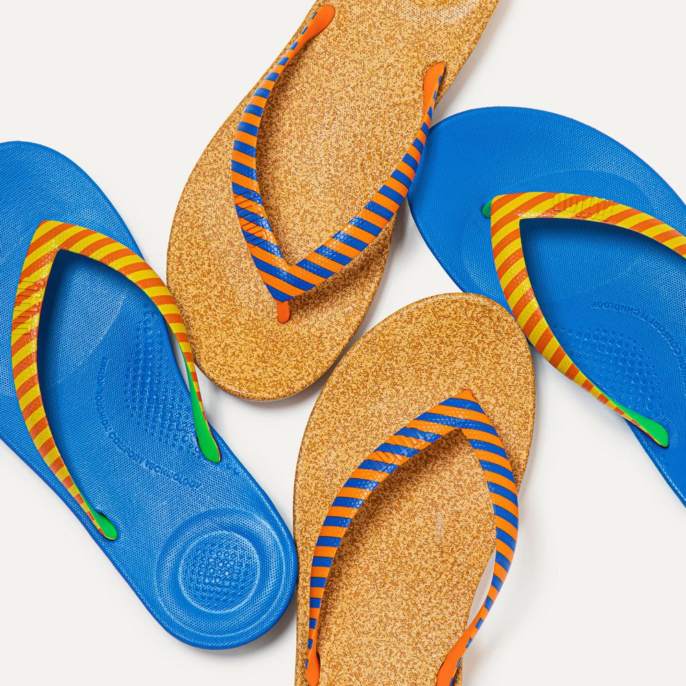 Chanclas Fitflop IQUSHION X Yinka Ilori Hombre Naranjas Azules | Chile-03874