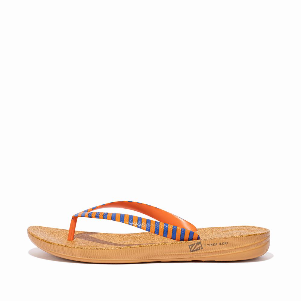 Chanclas Fitflop IQUSHION X Yinka Ilori Hombre Naranjas Azules | Chile-03874