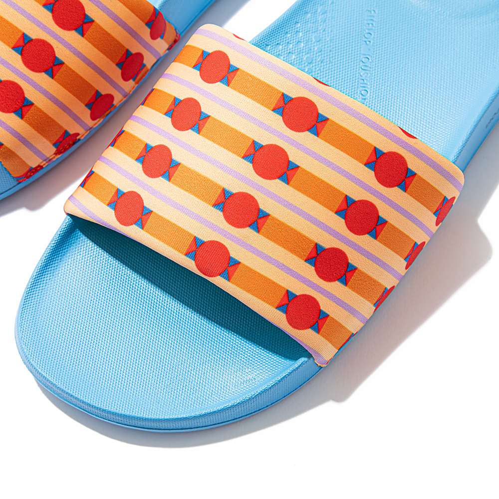 Chanclas Fitflop IQUSHION X Yinka Ilori Agua-Resistant Slides Mujer Naranjas | Chile-50124