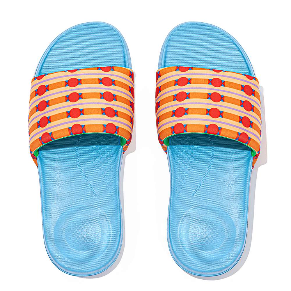 Chanclas Fitflop IQUSHION X Yinka Ilori Agua-Resistant Slides Mujer Naranjas | Chile-50124