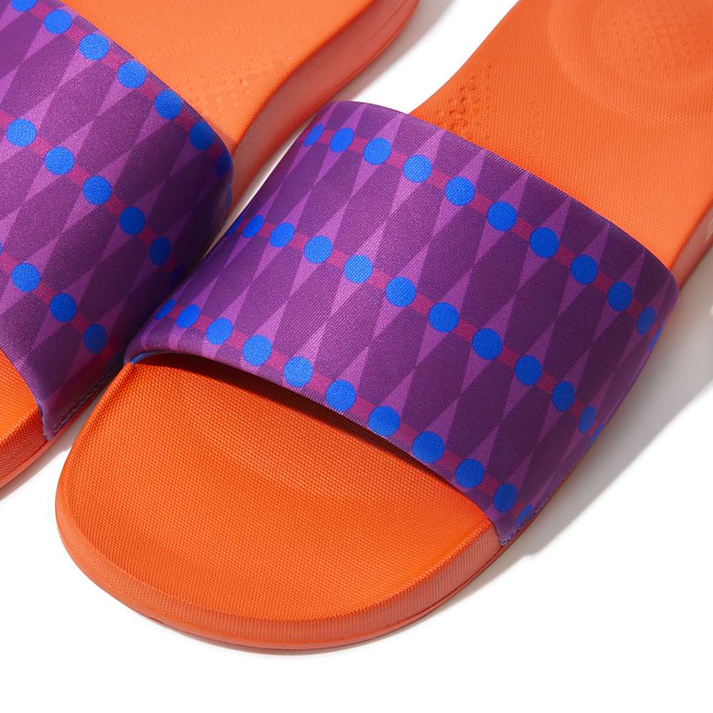 Chanclas Fitflop IQUSHION X Yinka Ilori Agua-Resistant Slides Hombre Moradas Azules | Chile-57890