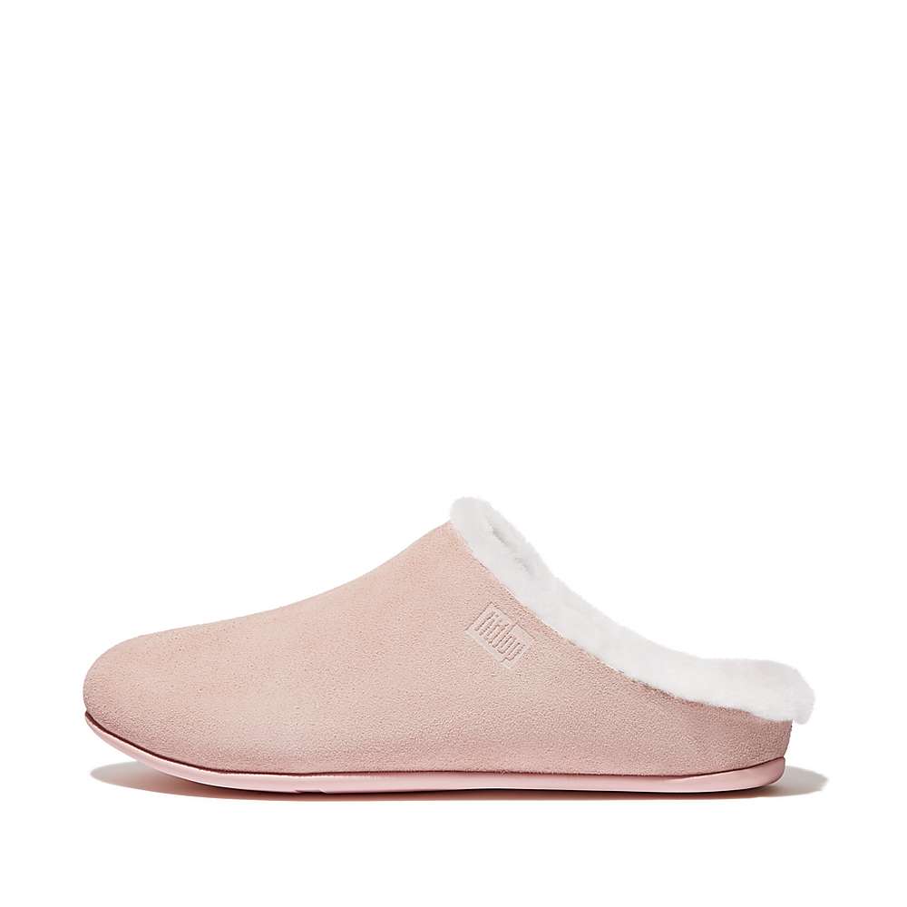 Pantuflas Fitflop CHRISSIE Shearling-Lined Suede Mujer Rosas | Chile-50832