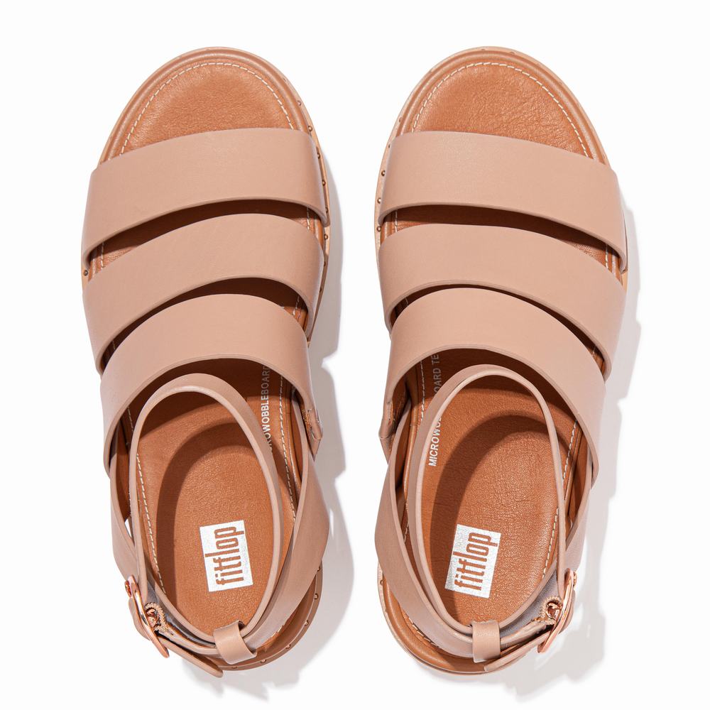 Sandalias De Cuña Fitflop ELOISE Espadrille Leather Mujer Beige | Chile-15308