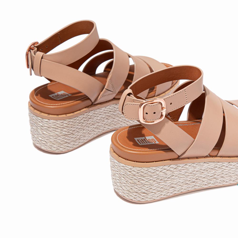 Sandalias De Cuña Fitflop ELOISE Espadrille Leather Mujer Beige | Chile-15308