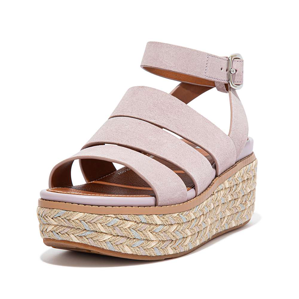 Sandalias De Cuña Fitflop ELOISE Espadrille Suede Mujer Rosas | Chile-27945