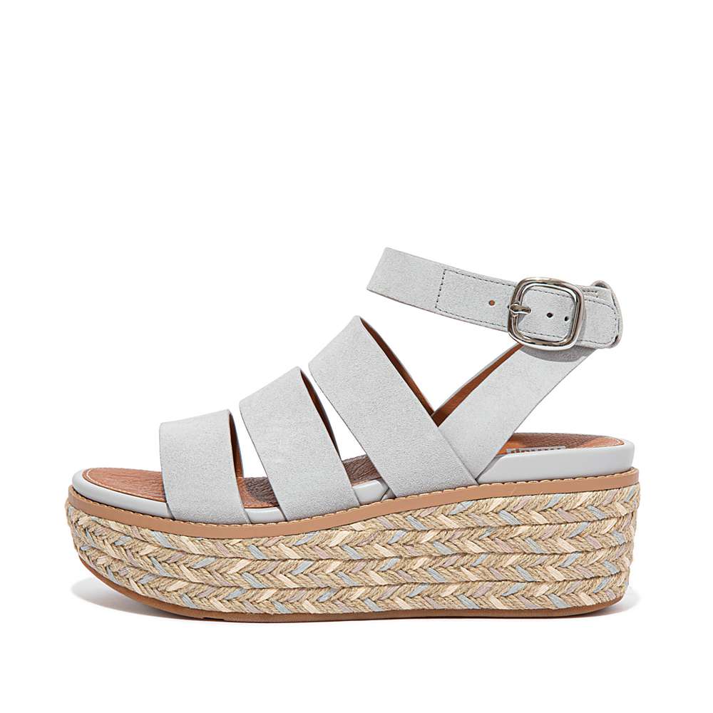 Sandalias De Cuña Fitflop ELOISE Espadrille Suede Mujer Gris | Chile-59647