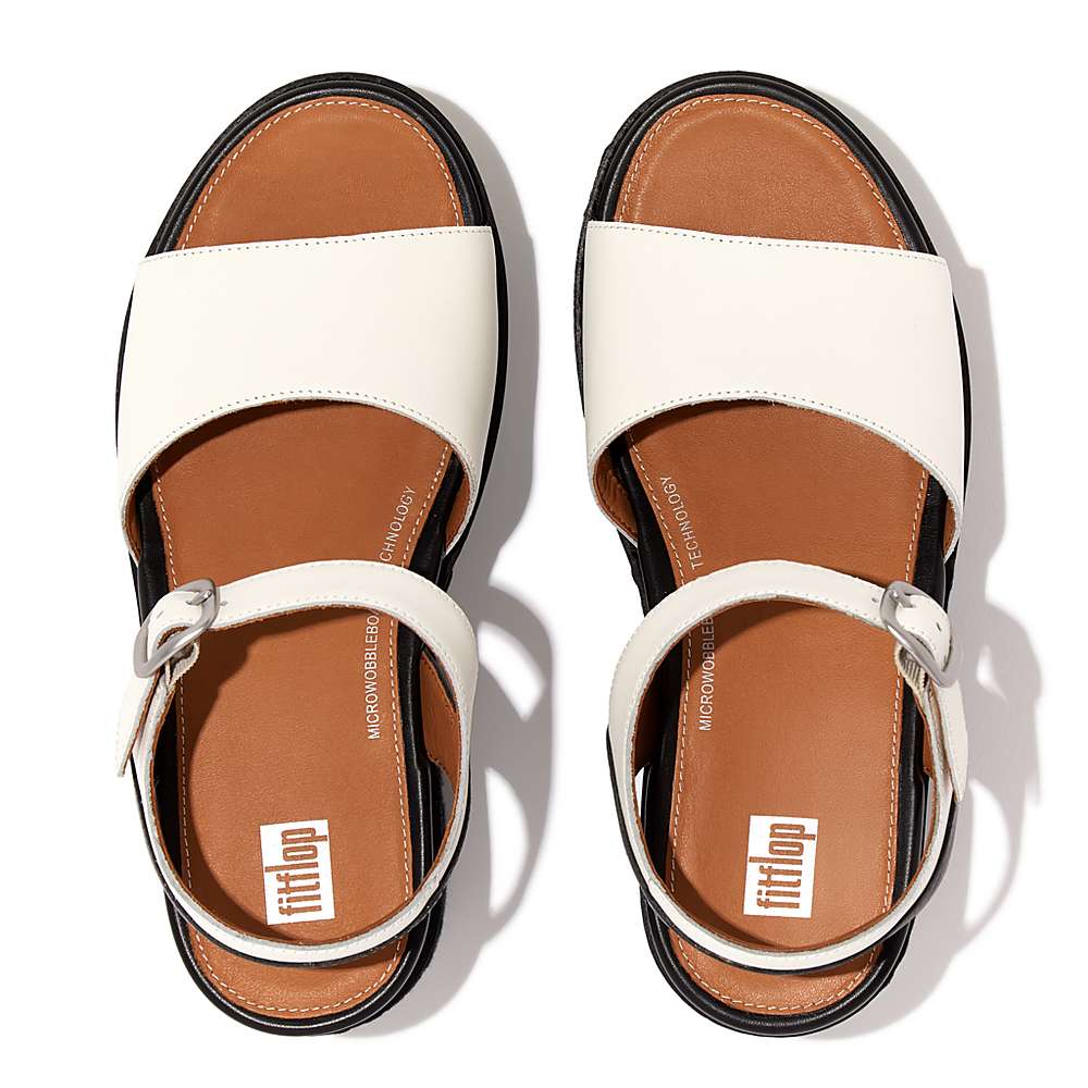 Sandalias De Cuña Fitflop ELOISE Espadrille Leather Mujer Creme | Chile-61798