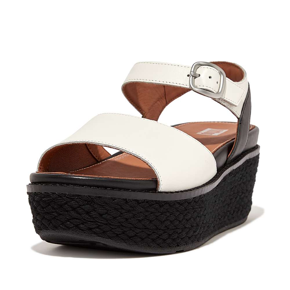 Sandalias De Cuña Fitflop ELOISE Espadrille Leather Mujer Creme | Chile-61798