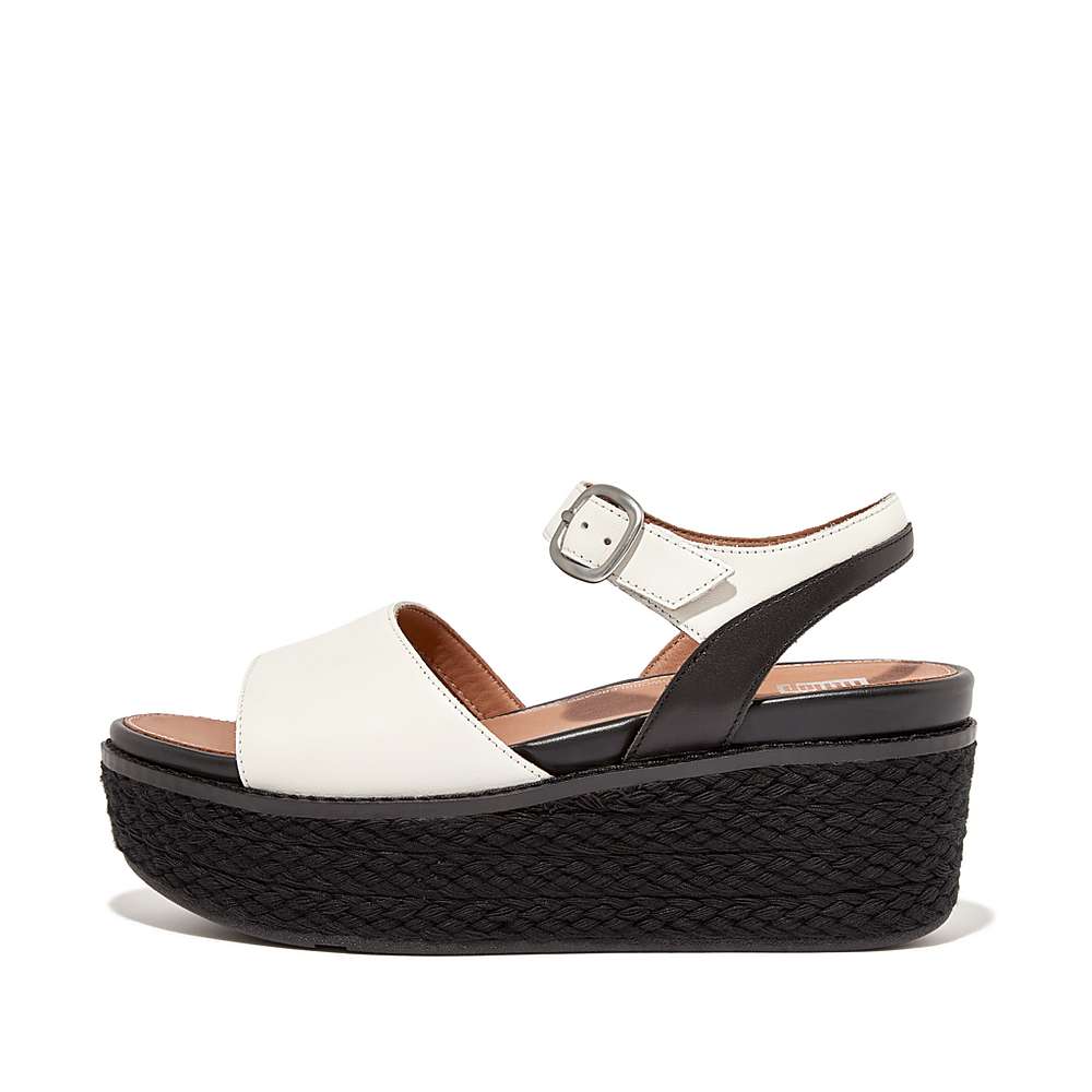 Sandalias De Cuña Fitflop ELOISE Espadrille Leather Mujer Creme | Chile-61798