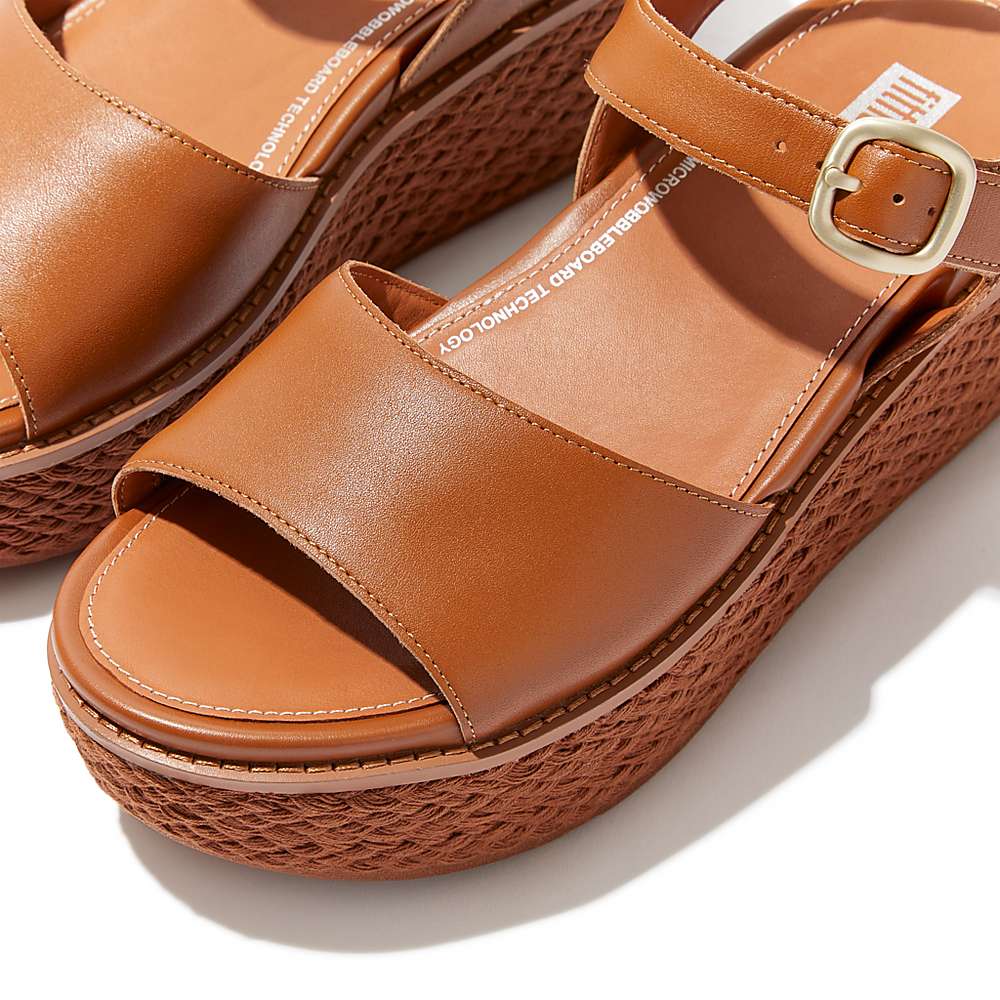 Sandalias De Cuña Fitflop ELOISE Espadrille Leather Mujer Marrones Claro | Chile-80312