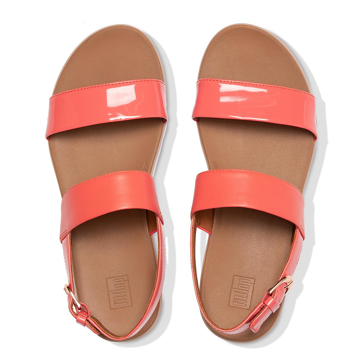 Sandalias Fitflop BARRA Charol Mix Back-Strap Mujer Coral Rosas | Chile-28306