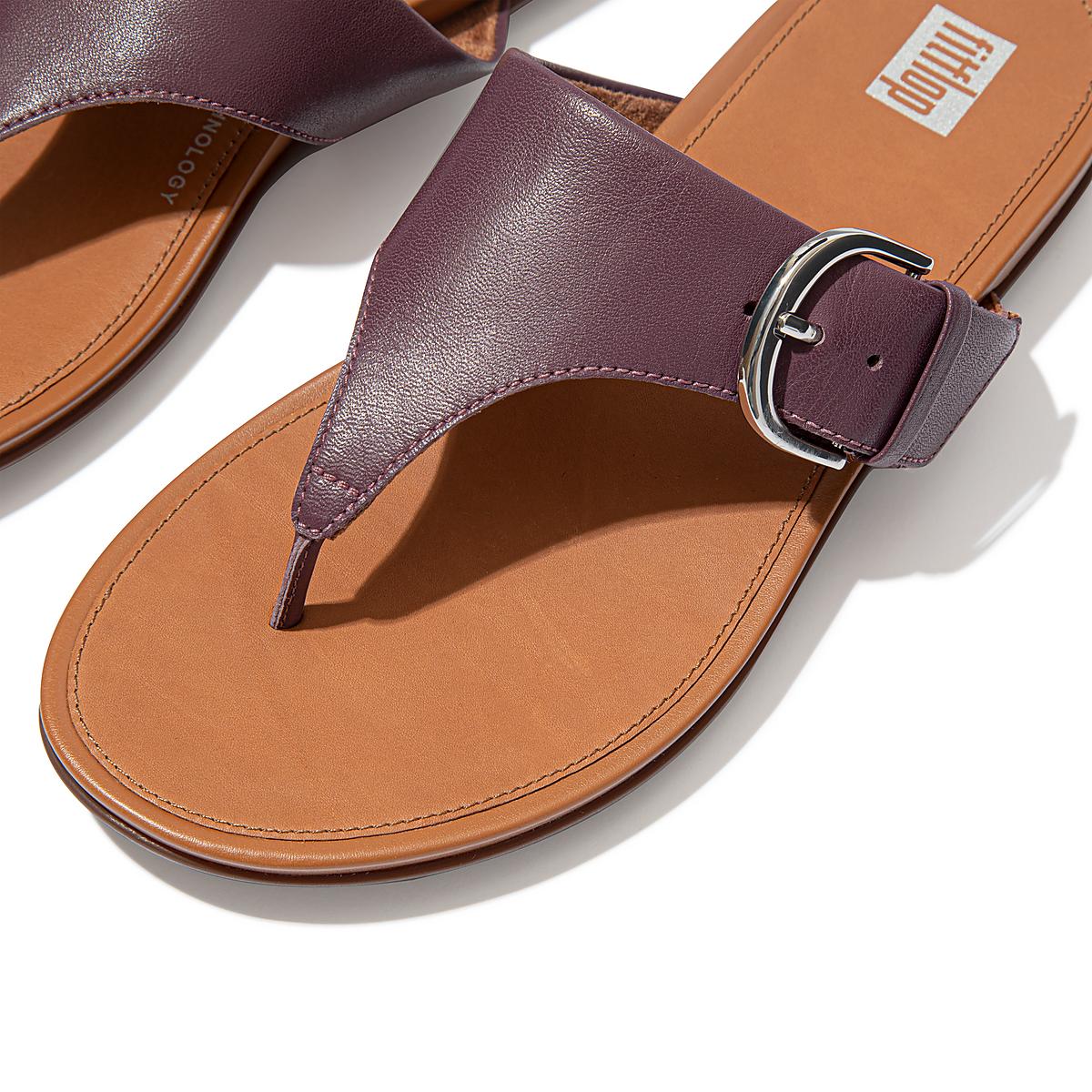 Sandalias Fitflop GRACIE Buckle Leather Toe-Post Mujer Moradas | Chile-84276