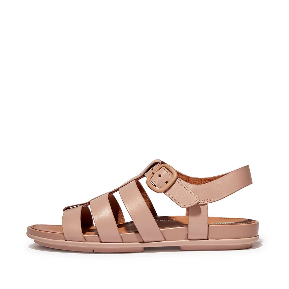 Sandalias Fitflop GRACIE Matt-Buckle Leather Fisherman Mujer Beige | Chile-80149