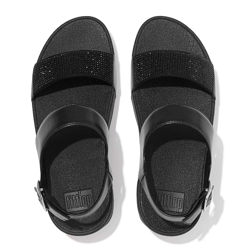 Sandalias Fitflop LULU Crystal Back-Strap Mujer Negras | Chile-40762