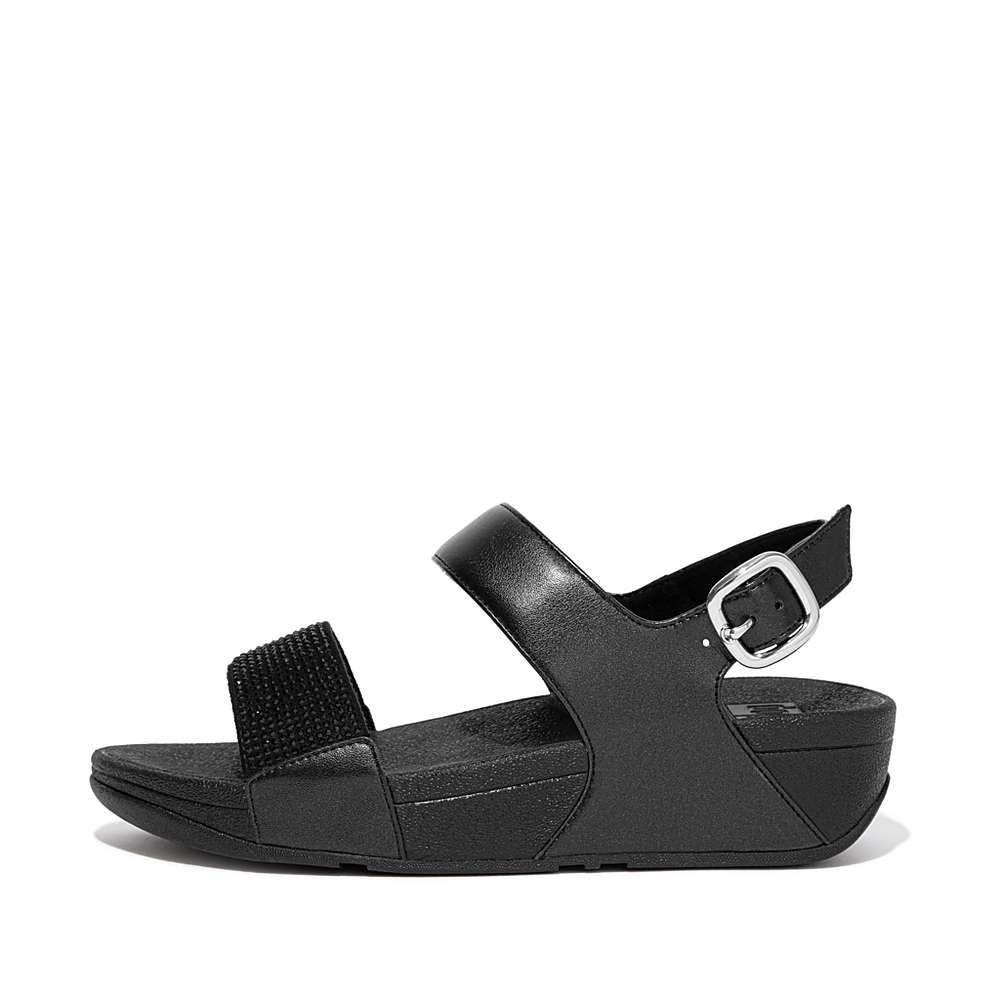 Sandalias Fitflop LULU Crystal Back-Strap Mujer Negras | Chile-40762