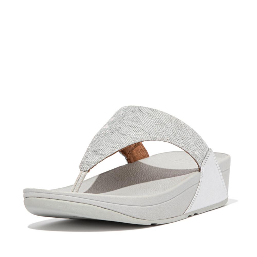 Sandalias Fitflop LULU Glitz Toe-Post Mujer Plateadas | Chile-27631