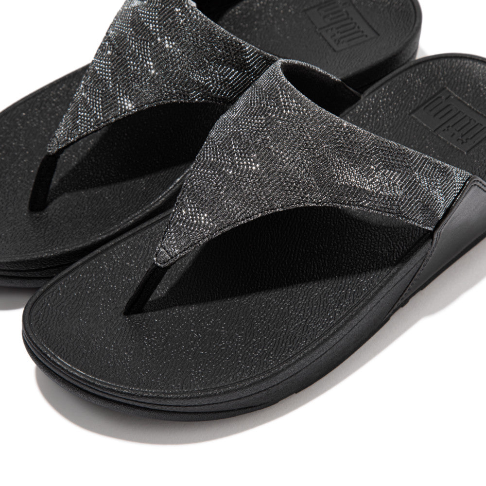 Sandalias Fitflop LULU Glitz Toe-Post Mujer Negras | Chile-35208