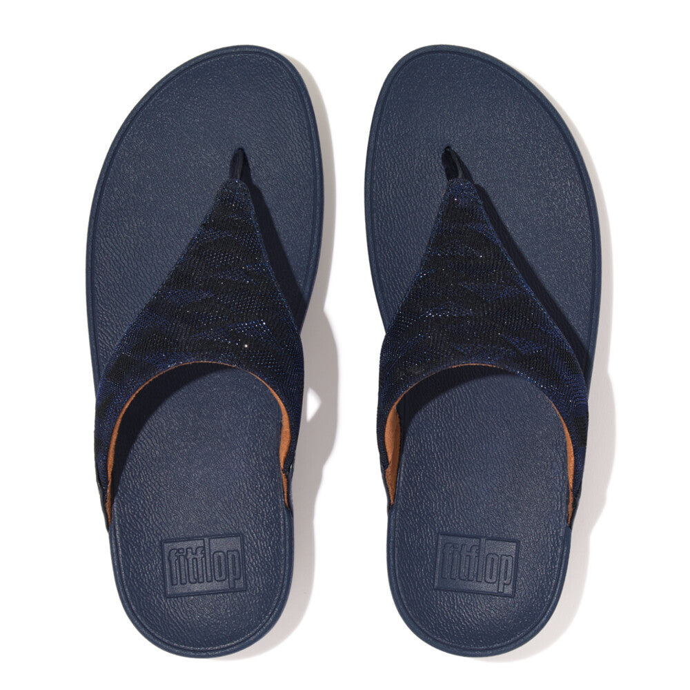 Sandalias Fitflop LULU Glitz Toe-Post Mujer Azul Marino | Chile-48967