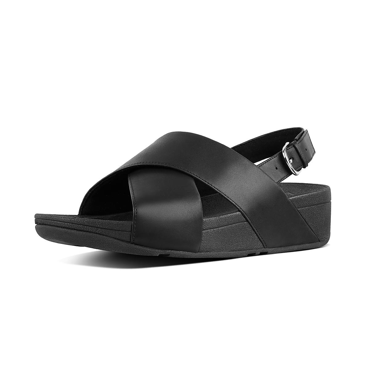 Sandalias Fitflop LULU Leather Back-Strap Mujer Negras | Chile-19243