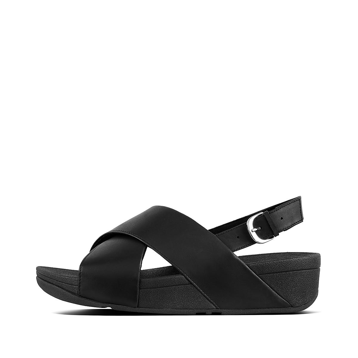 Sandalias Fitflop LULU Leather Back-Strap Mujer Negras | Chile-19243