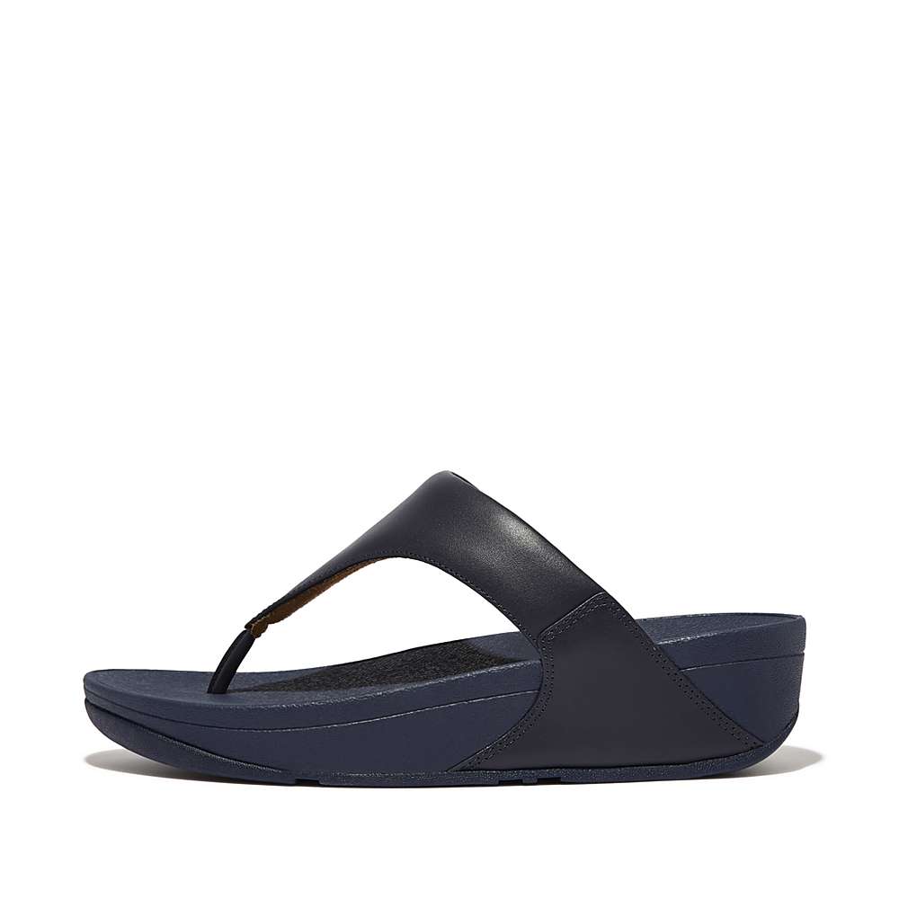 Sandalias Fitflop LULU Leather Toe-Post Mujer Azules Oscuro | Chile-64185