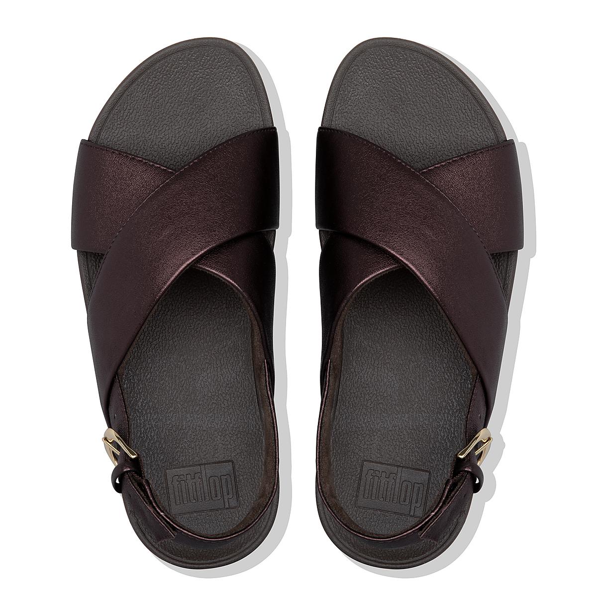 Sandalias Fitflop LULU Metallic Leather Mujer Chocolate | Chile-15473