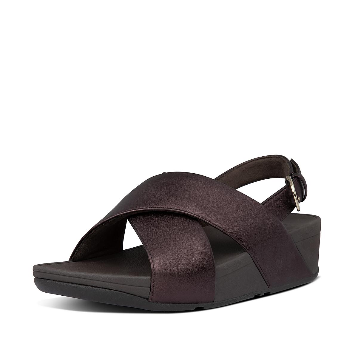 Sandalias Fitflop LULU Metallic Leather Mujer Chocolate | Chile-15473