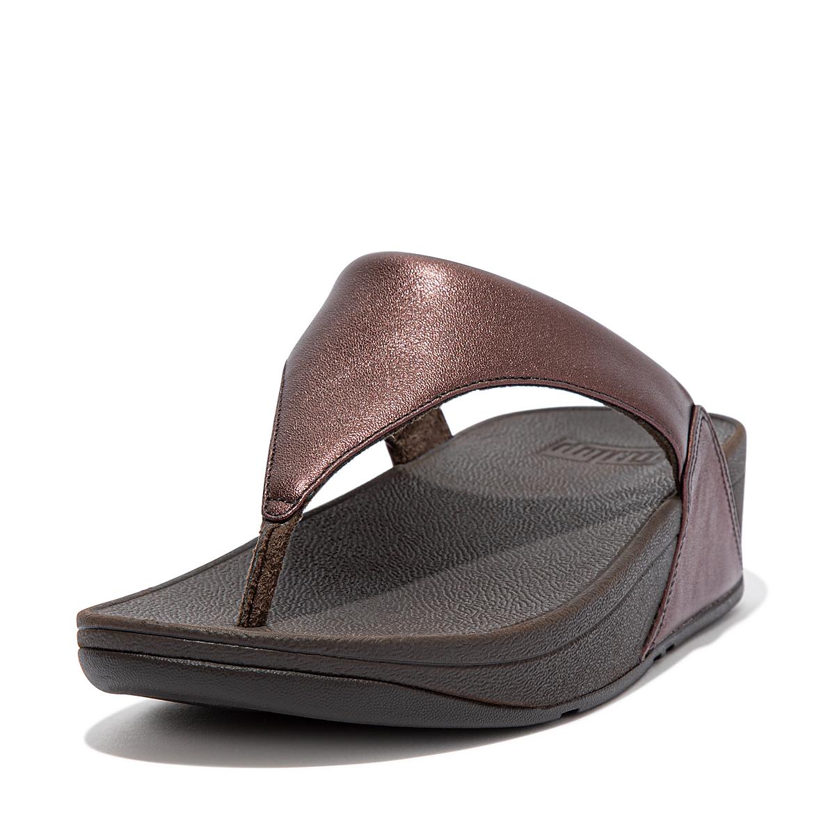 Sandalias Fitflop LULU Metallic Leather Mujer Chocolate | Chile-89430