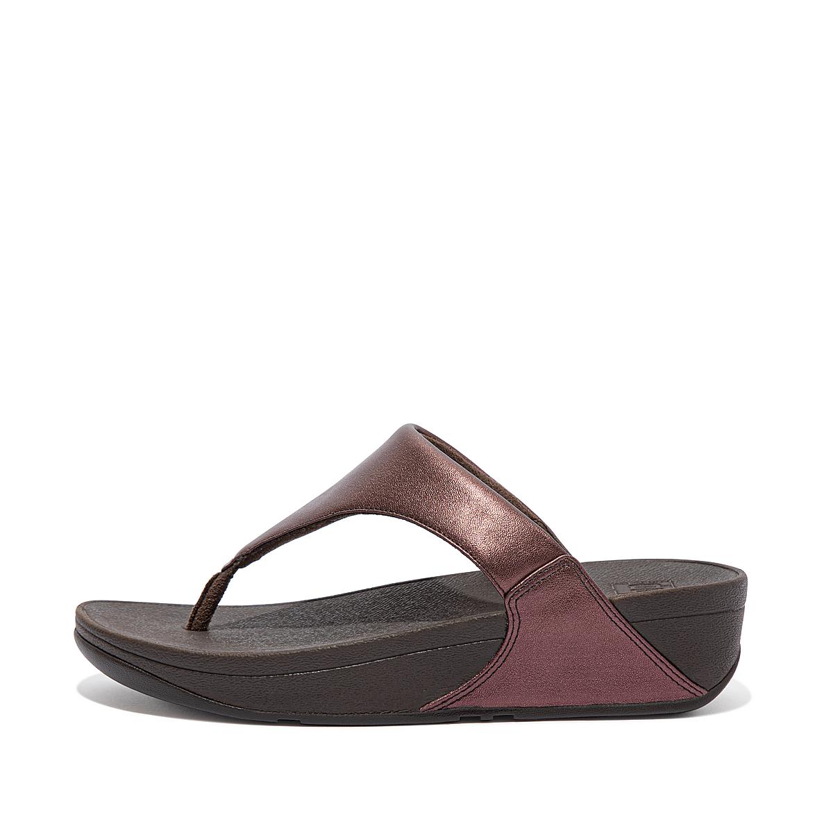 Sandalias Fitflop LULU Metallic Leather Mujer Chocolate | Chile-89430