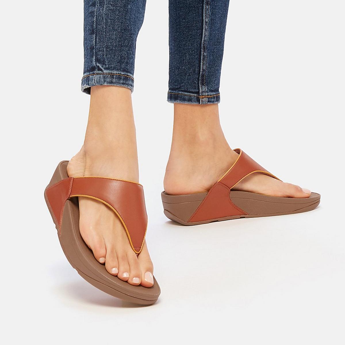 Sandalias Fitflop LULU Pop Binding Toe-Post Mujer Marrones | Chile-42056