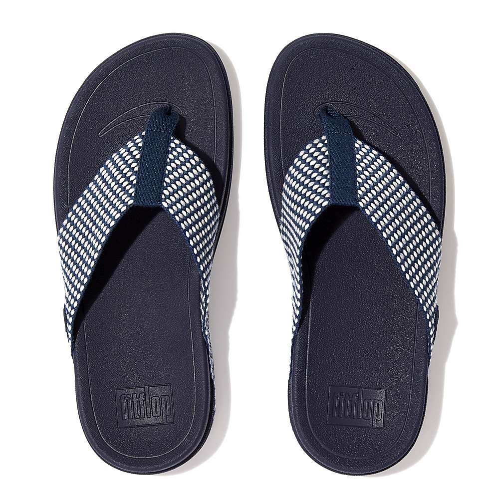 Sandalias Fitflop SURFA Webbing Toe-Post Mujer Azul Marino | Chile-91540