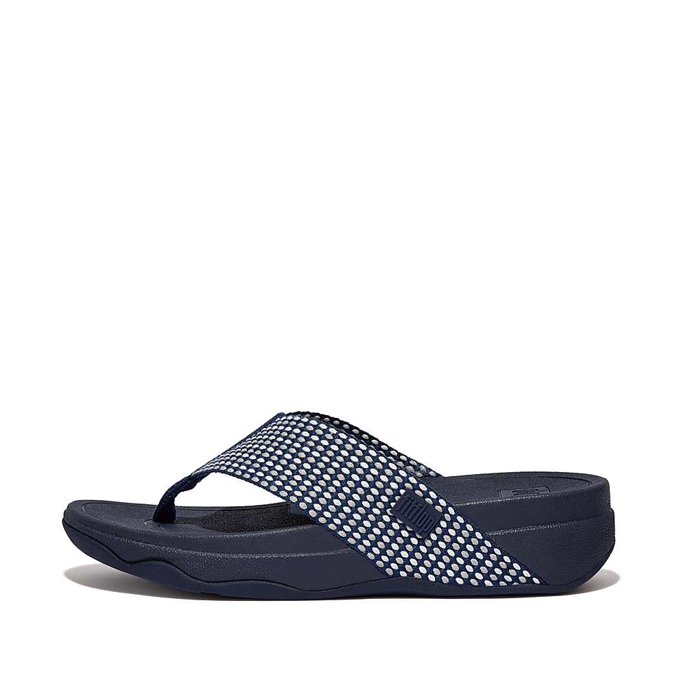 Sandalias Fitflop SURFA Webbing Toe-Post Mujer Azul Marino | Chile-91540