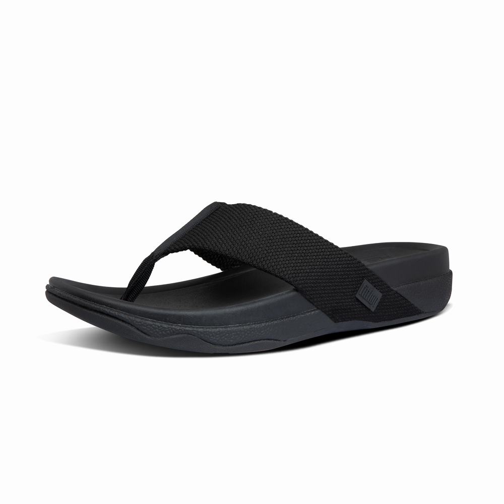 Sandalias Fitflop SURFER Toe-Post Hombre Negras | Chile-94726