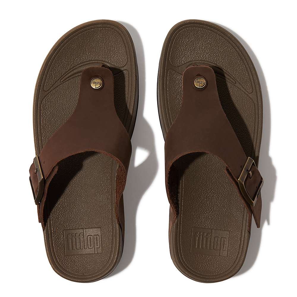 Sandalias Fitflop TRAKK II Buckle Nubuck Toe-Posts Hombre Marrones | Chile-50378