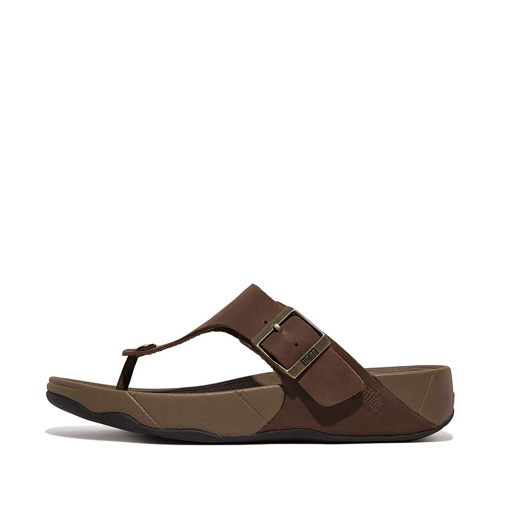 Sandalias Fitflop TRAKK II Buckle Nubuck Toe-Posts Hombre Marrones | Chile-50378