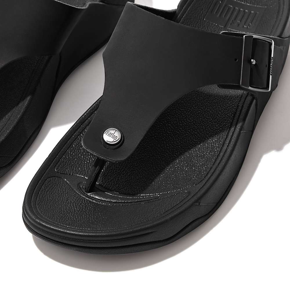 Sandalias Fitflop TRAKK II Buckle Nubuck Toe-Posts Hombre Negras | Chile-91542