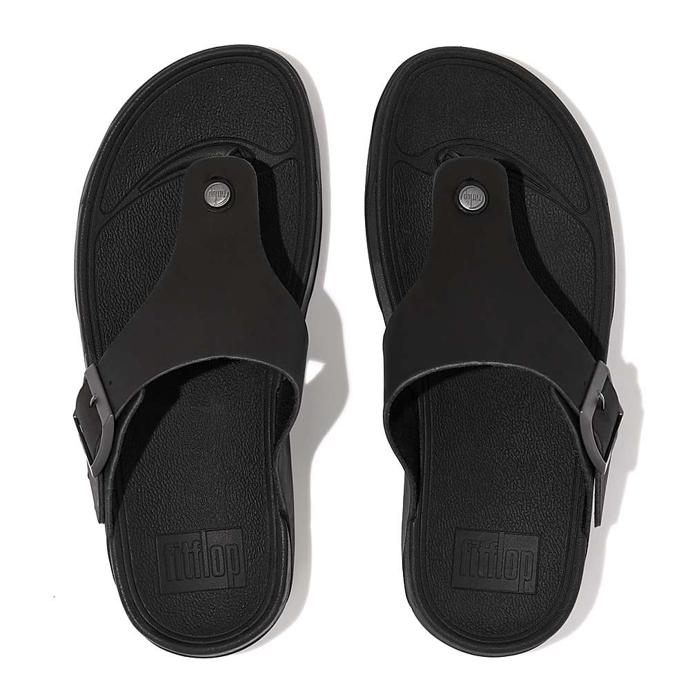 Sandalias Fitflop TRAKK II Buckle Nubuck Toe-Posts Hombre Negras | Chile-91542