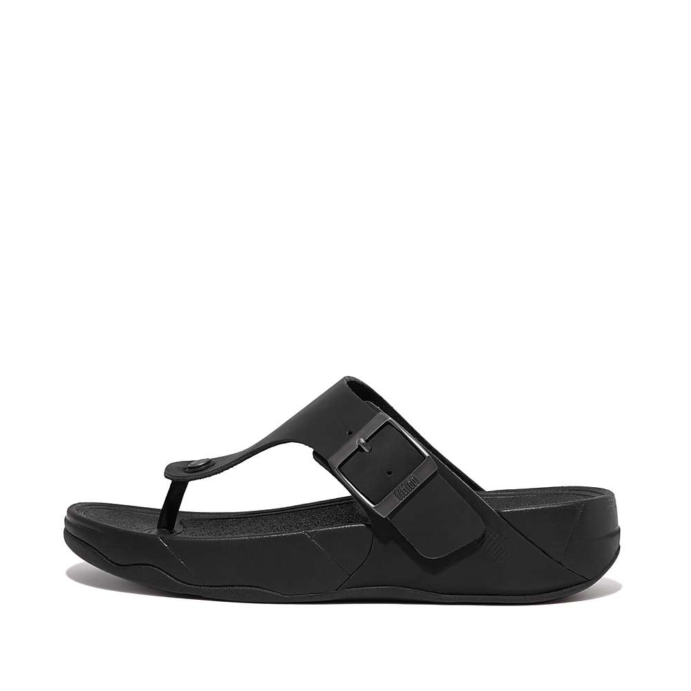 Sandalias Fitflop TRAKK II Buckle Nubuck Toe-Posts Hombre Negras | Chile-91542