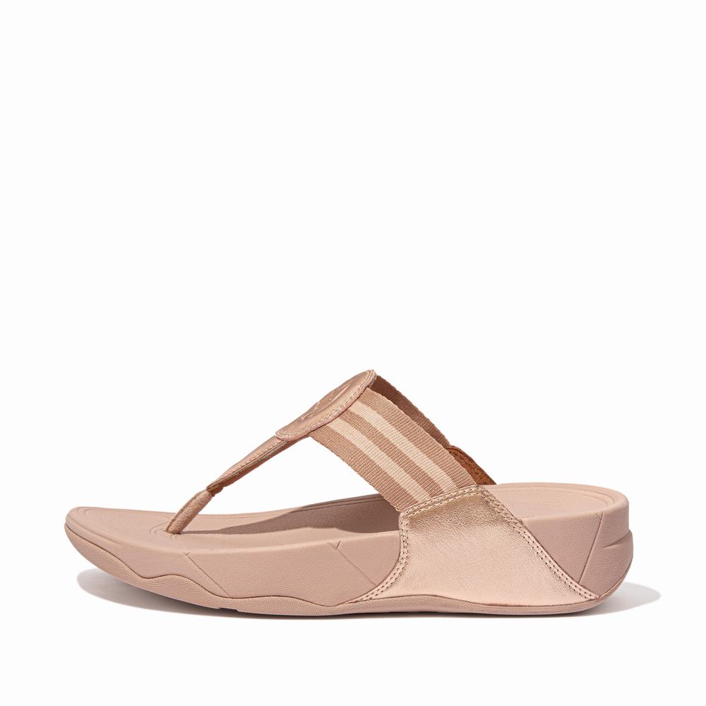 Sandalias Fitflop WALKSTAR Webbing Toe-Post Mujer Rosas Doradas | Chile-12586