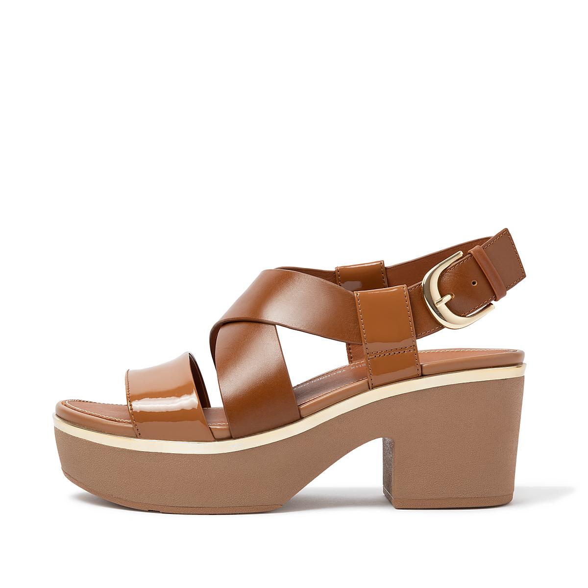 Sandalias con plataforma Fitflop PILAR Charol Mix Back-Strap Mujer Marrones Claro | Chile-32415